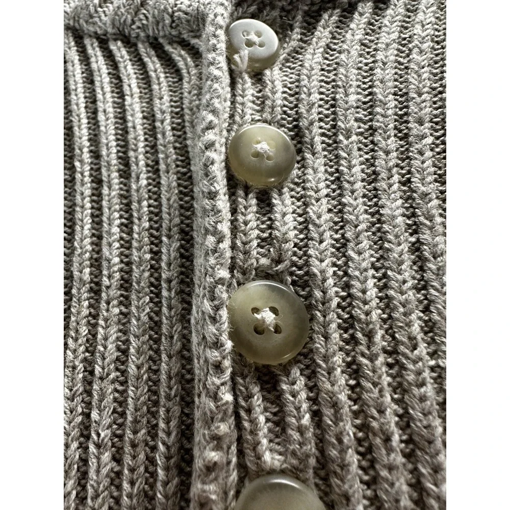 VTG 1990s Eddie Bauer Ribbed Henley Sweater‎ Mens 2XL Beige Made In Hong Kong